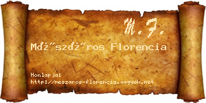 Mészáros Florencia névjegykártya